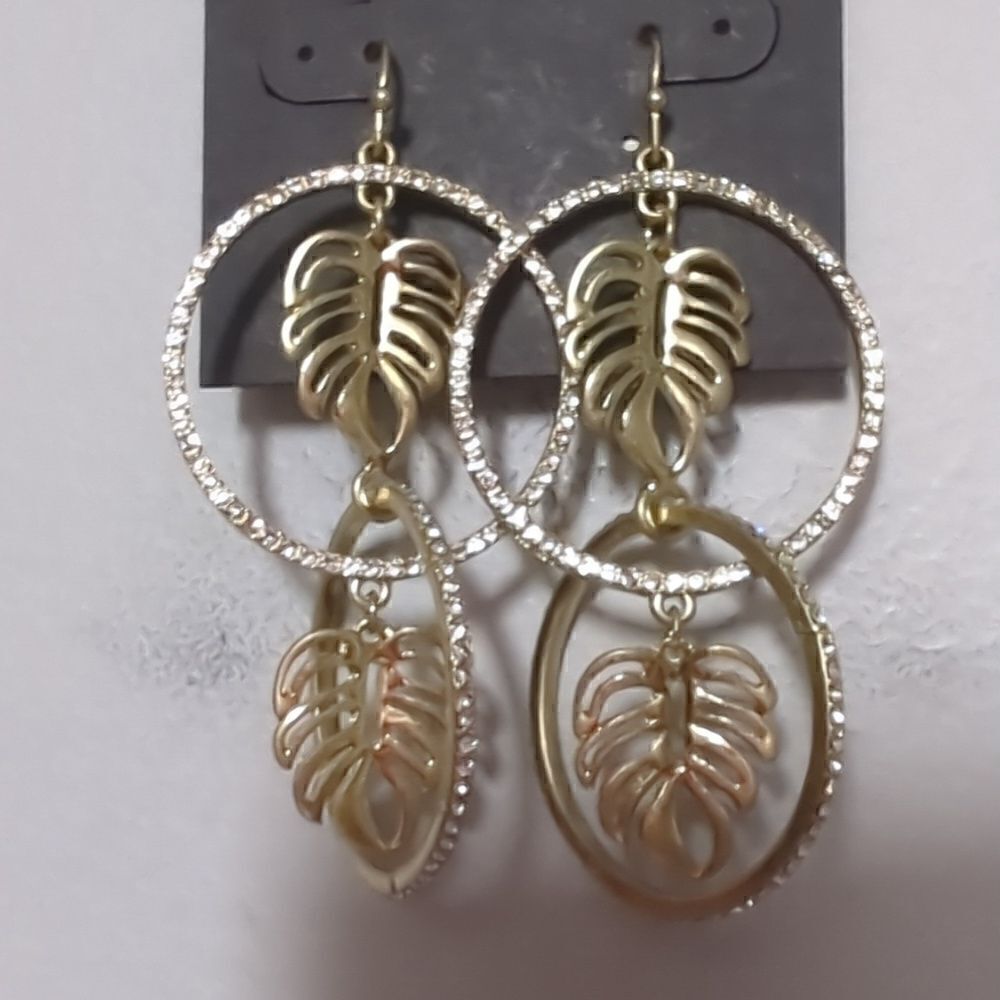 NWT Gold Palm Earrings